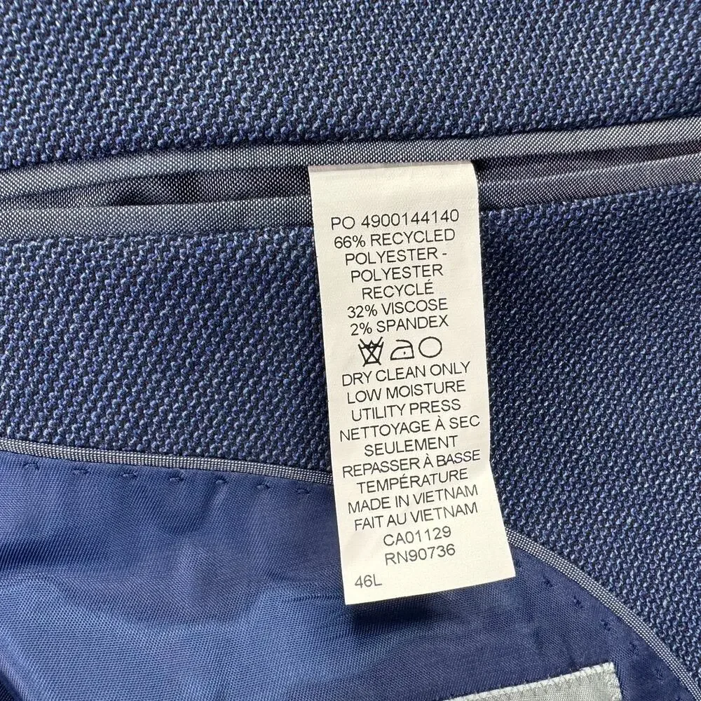 Michael Kors Mens Kent Classic Fit Stretch Twill Sport Coat Blue 46L